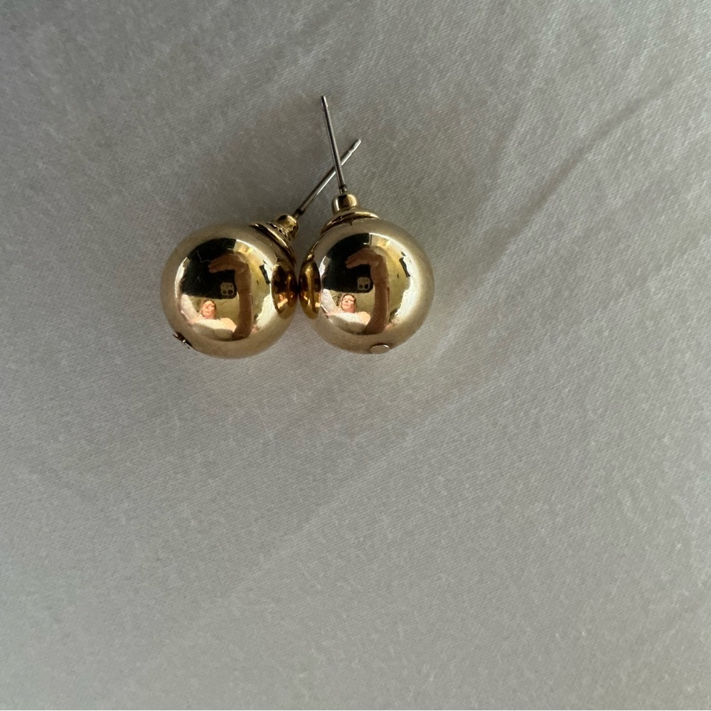 St. John Shiny Gold Ball Earrings